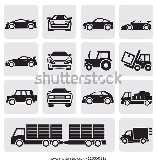 vector black of\
transport icons set on\
gray