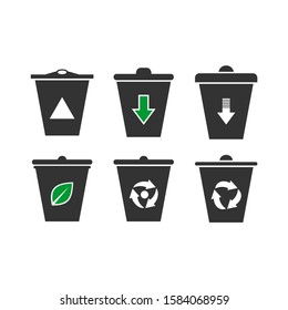 vector black trash can icon on white background illustrations eps10