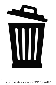 vector black trash can icon on white background