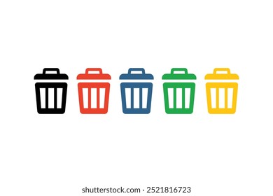 vector black trash can icon. Flat illustration of street and in-house trash bin. Trash can related icons. Trash can icon vector. Delete sign