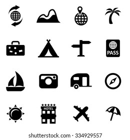 Vector Black Travel Icon Set.