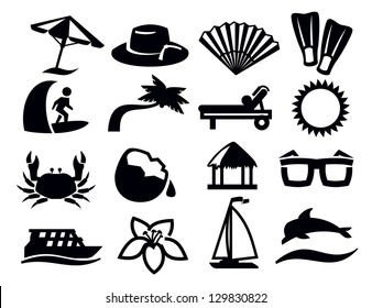 vector black travel icons set on white