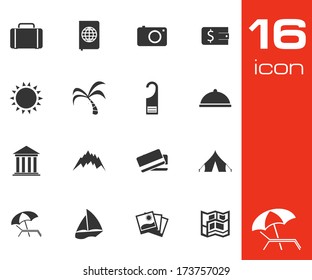 Vector black travel icons set on white background