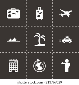 Vector black travel icons set