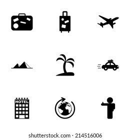 Vector black travel icons set white background