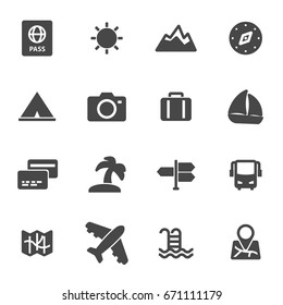Vector black travel icons set
