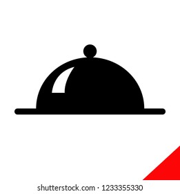 Vector black tray icon on white background. Waiter's salver flat symbol.