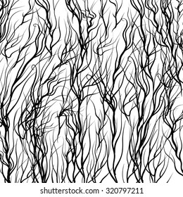 Vector Black Trees on White  Background. Natural Pattern