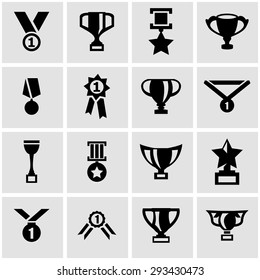 Vector black trophy and awards icon set.