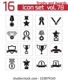 Vector black  trophy and  awards  icons set
