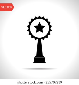 Vector black trophy and awards with star icon