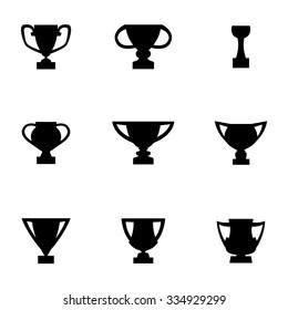 Vector black trophy icon set.