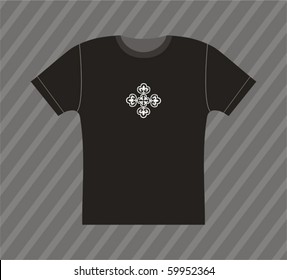 Vector black T-shirt design with ornamental pattern