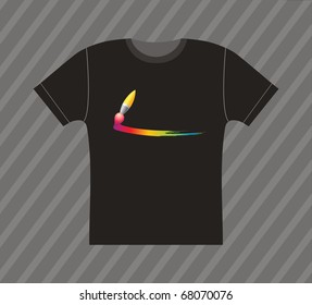 Vector black T-shirt design with paintbrush