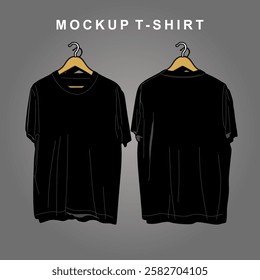 vector black tshirt mock up with front and back views