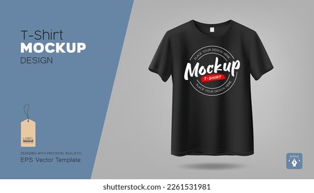 Vector Black t-shirt realistic mockup, front view template design, EPS10 Vector illustration.

