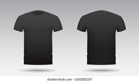 Vector Black t-shirt template. Visualization presentation of design, corporate identity for printing on a t-shirt.