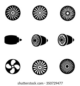 Vector black turbines icon set.