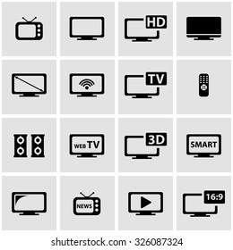 Vector Black Tv Icon Set. 