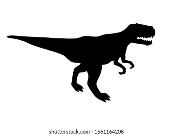 Vector black tyrannosaur rex dinosaur silhouette isolated on white background