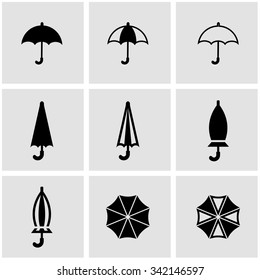 Vector black umbrella icon set.