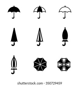 Vector black umbrella icon set.