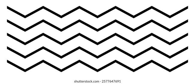 Vector black underlines, Wave line and wavy zigzag pattern.  Design of squiggly seamless water graphic