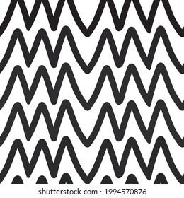 Vector Black uneven zigzags on white background, repeatable tile. Classic pattern design perfect for fashion, bedding textiles, fabric, scrapbooking, wallpaper