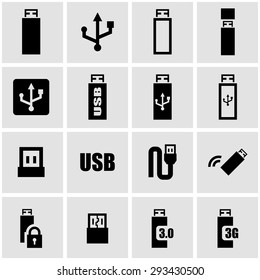 Vector Black Usb Icon Set.