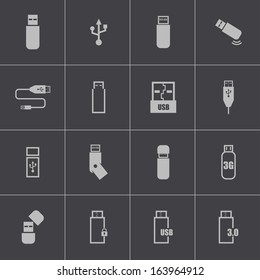 Vector black  usb  icons set