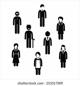 Vector black variety people icons set