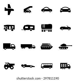 Vector black vehicles icon set.