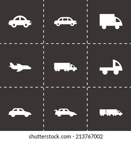 Vector black vehicles icons set
