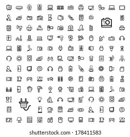vector black video and audio icons set