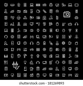 vector black video and audio icons set