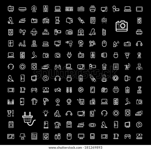 vector black video and\
audio icons set