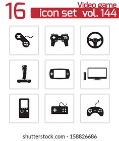 Vector black video game icons set