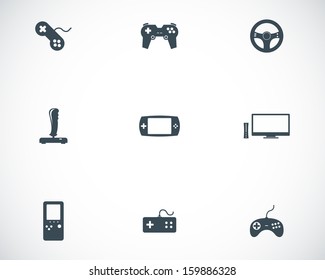 Vector black video game icons set