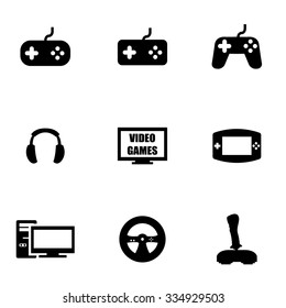 Vector black video games icon set.