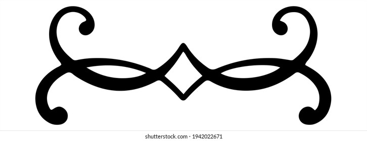 Vector black Vintage Element with a thin line. Monogram with a curl and swirl for decoration of festive products, web, menus, labels. Ornament for Valentine's day, birthday, mother's day