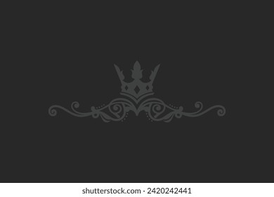 vector black vintage floral ornaments with crown editable background