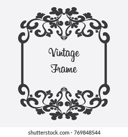 Vector black vintage frame with floral ornament with format eps10