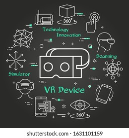 Vector black virtual reality concept - VR Device