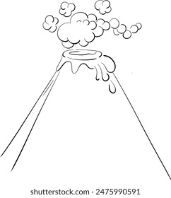 Vector black volcano in cartoon style. Silhouette for circuit