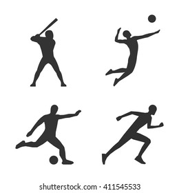 Vector Black Volleyball Icon Soccer Players Stock Vector (Royalty Free ...