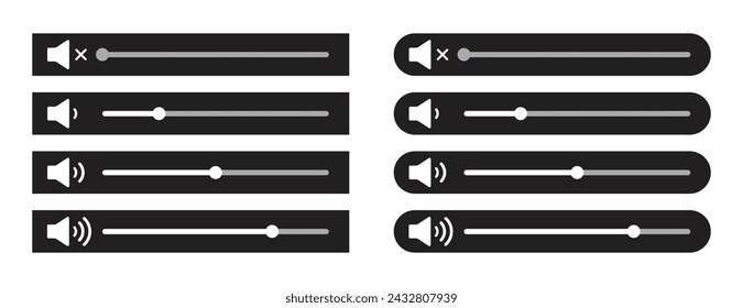 vector black volume sliders set