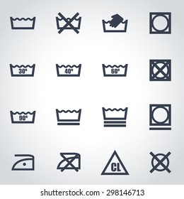 Vector black washing signs set. 