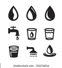 vector black water icon on white background