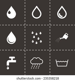 Vector black water icon set on black background