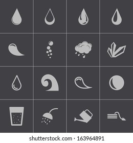 Vector black water icons set